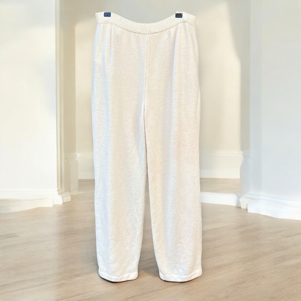 St John Knit Pants Santana Loose Fit Crop Trouser Cream Size 4 Small fits Medium